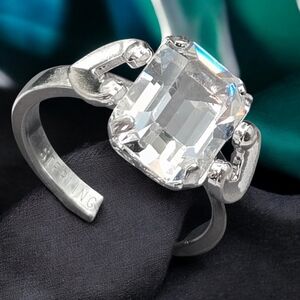 Joseph Esposito Signed Sterling Silver Clear Stone Ring